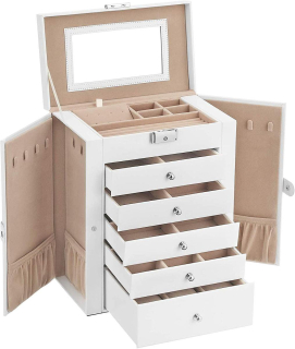 Organizér - Šperkovnica Songmics JBC152W01 32 x 26 x 15,6 cm biela
